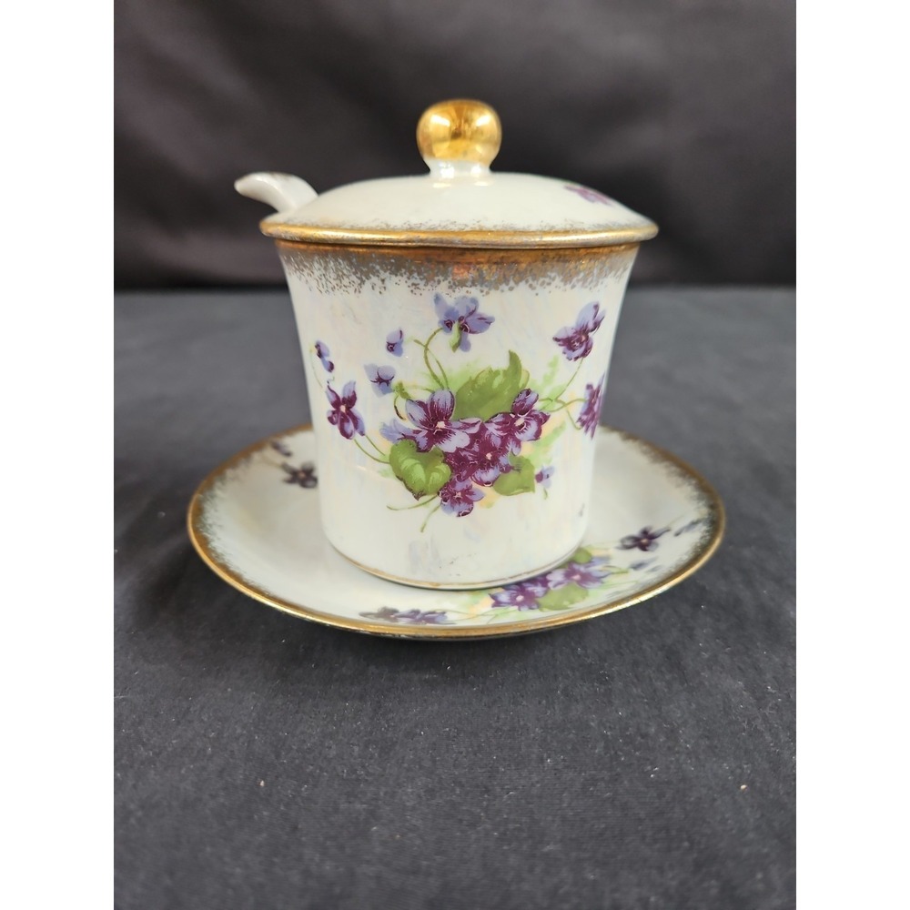 Norcrest Sweet Violets Jam / Jelly Jar with Ladle and Plate